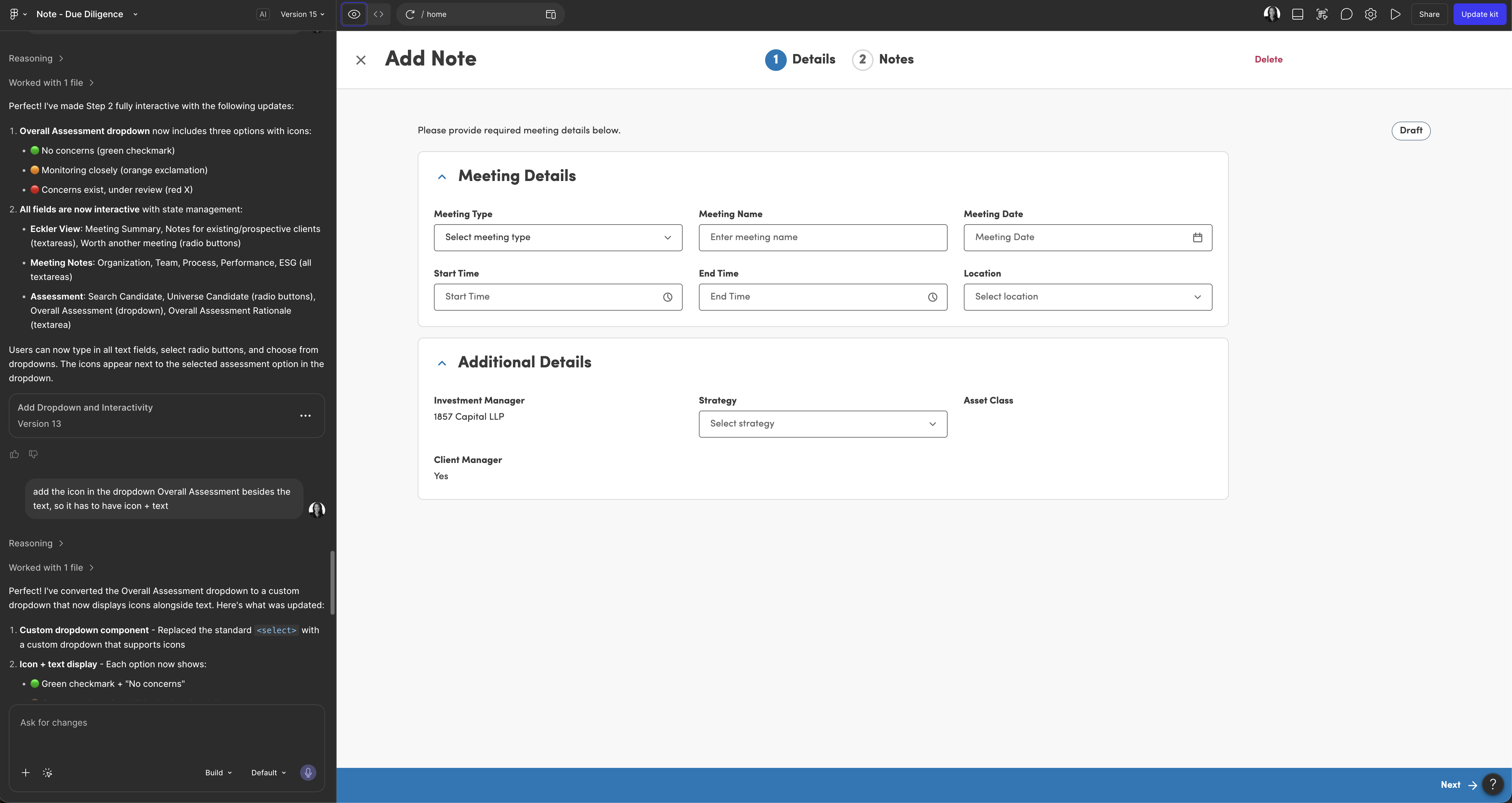 Prototyping iterations — navigation redesign
