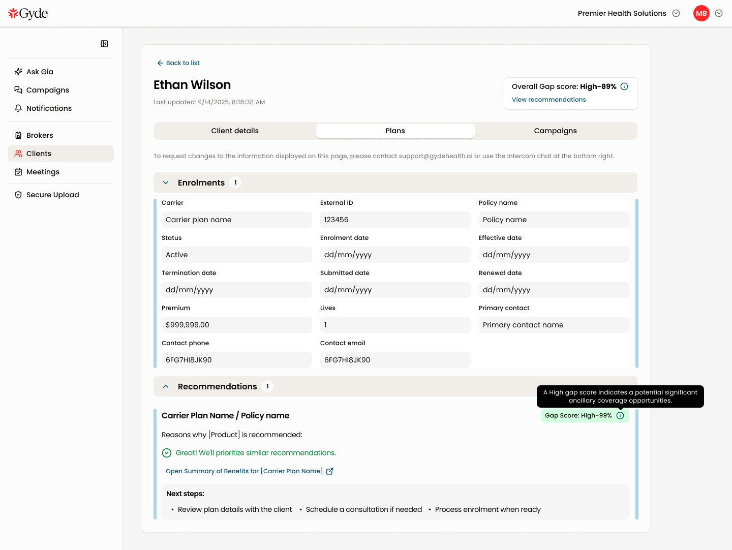 AI recommendation experience and explanation panel