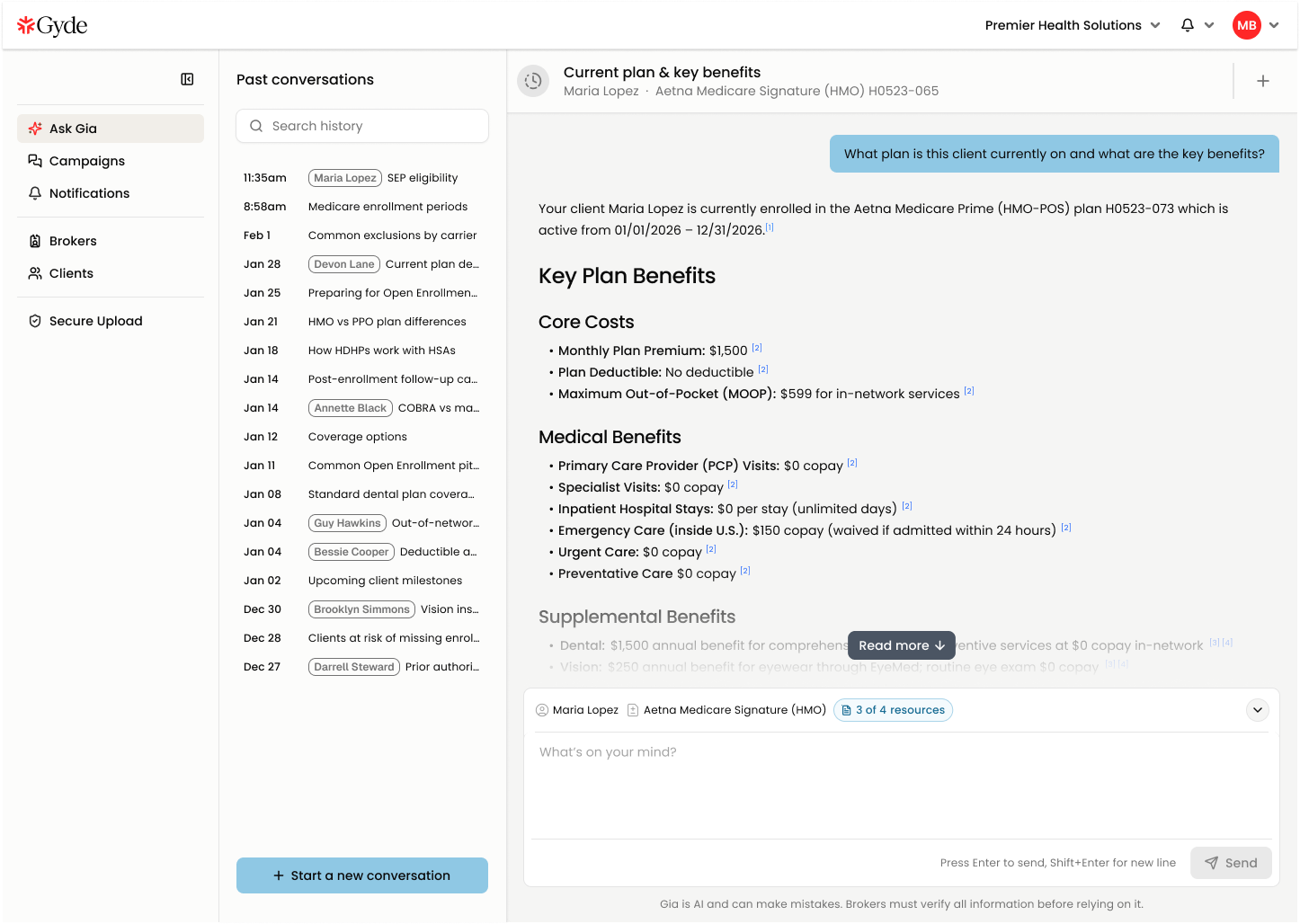 GYDE health platform interface