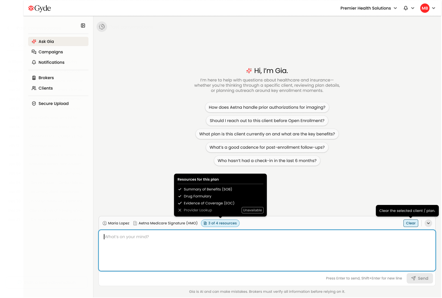 Ask Gia — plan resources tooltip