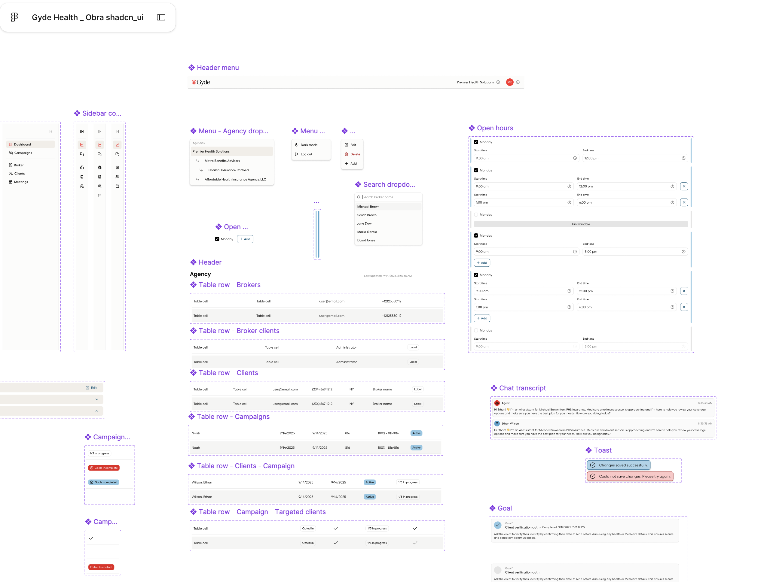 Design System — component library, tokens, and variants