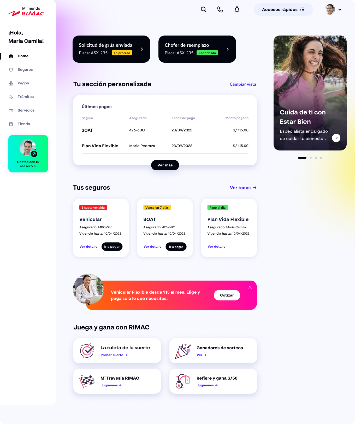 Web home — claims and policies