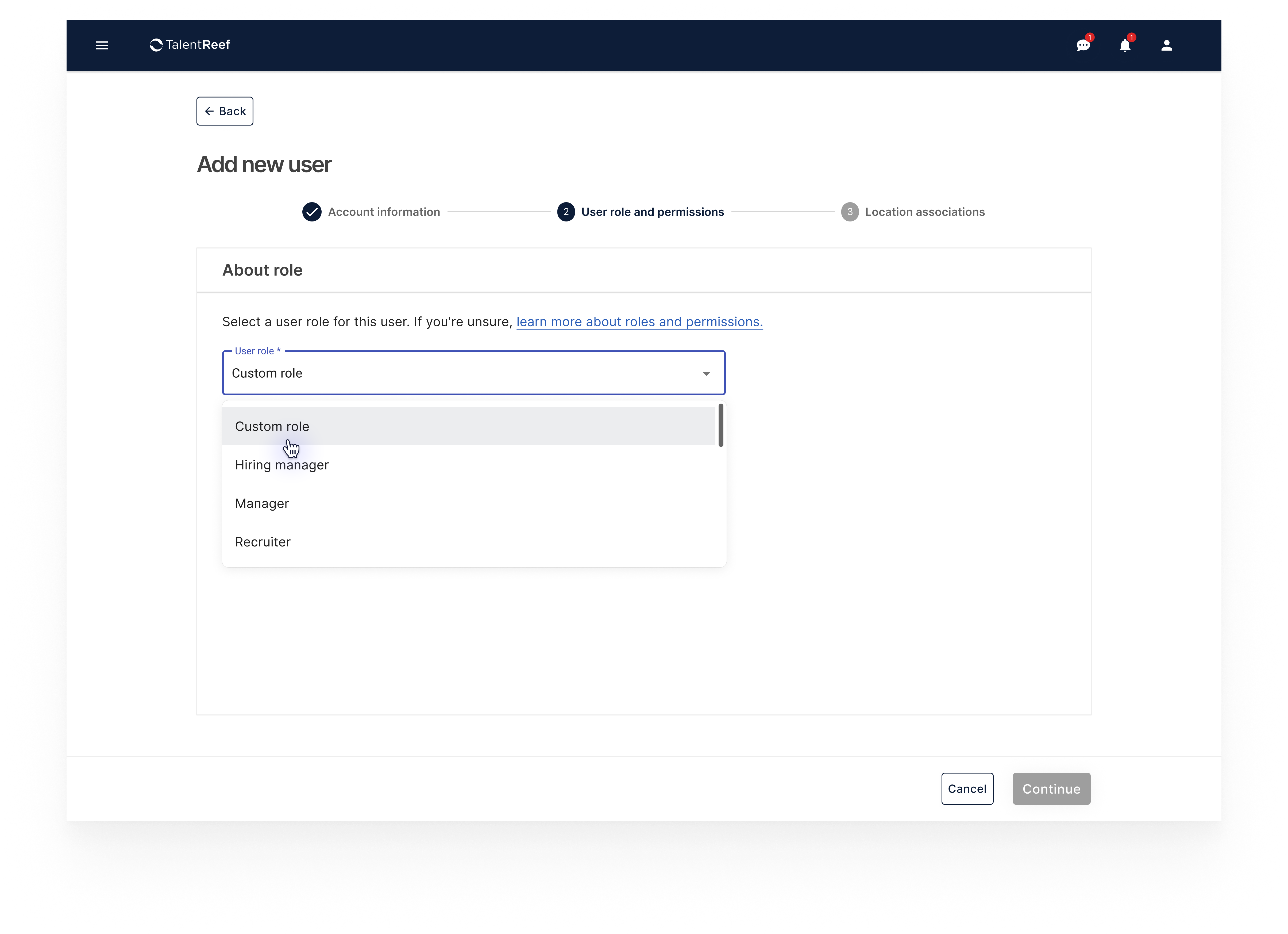 Add new user — completed account information