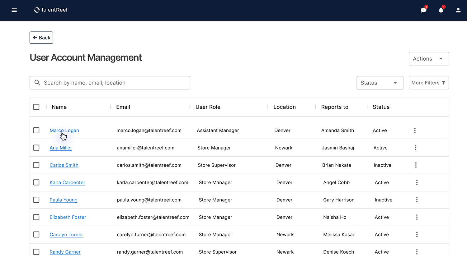 TalentReef User Account Management